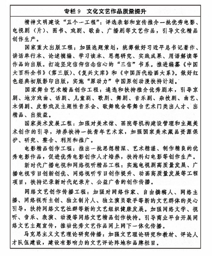 中共中央辦公廳 國務院辦公廳印發《&ldquo;十四五&rdquo;文化發展規劃》